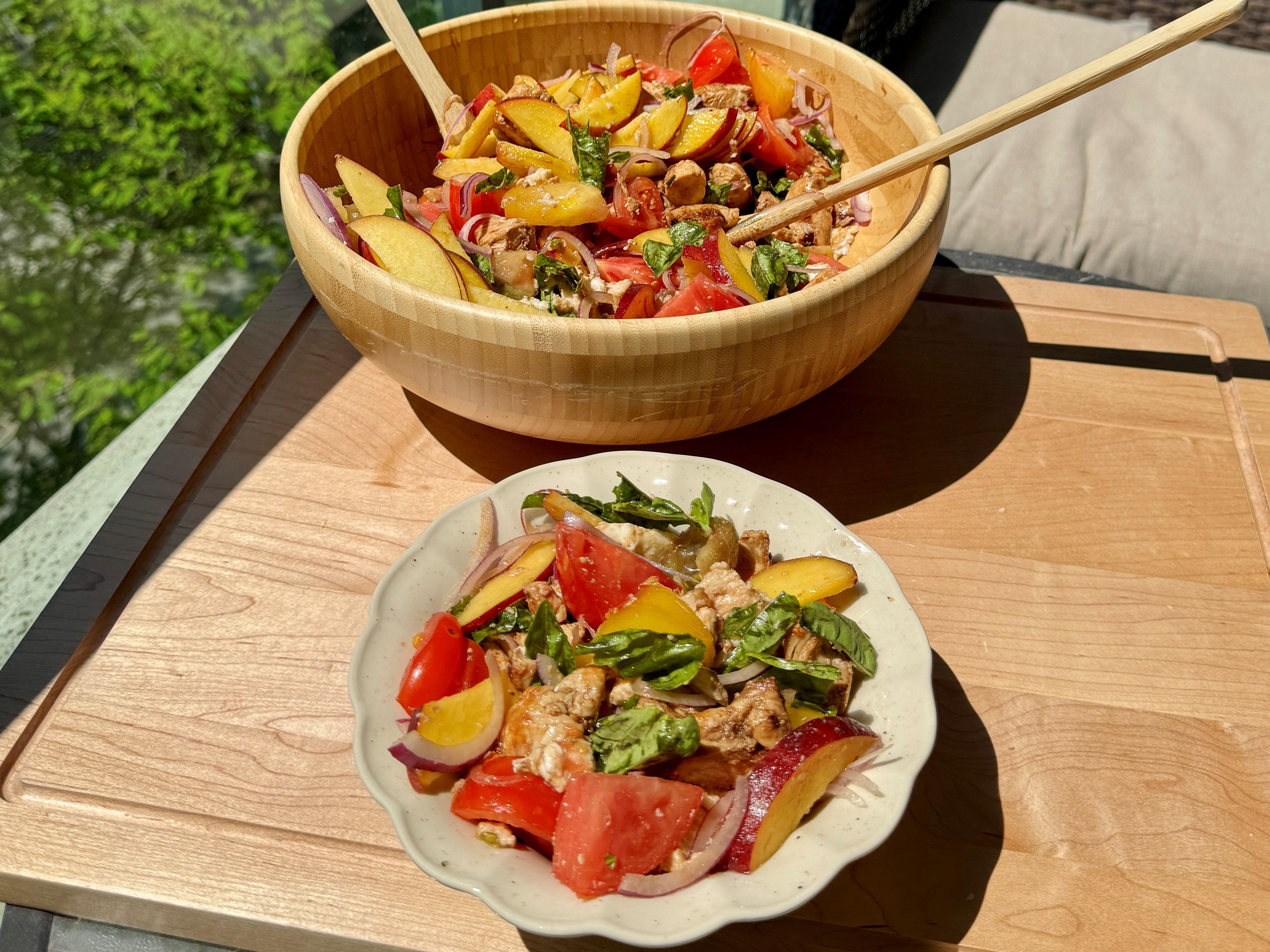 High Protein Peach & Caprese Chopped Chicken Salad
