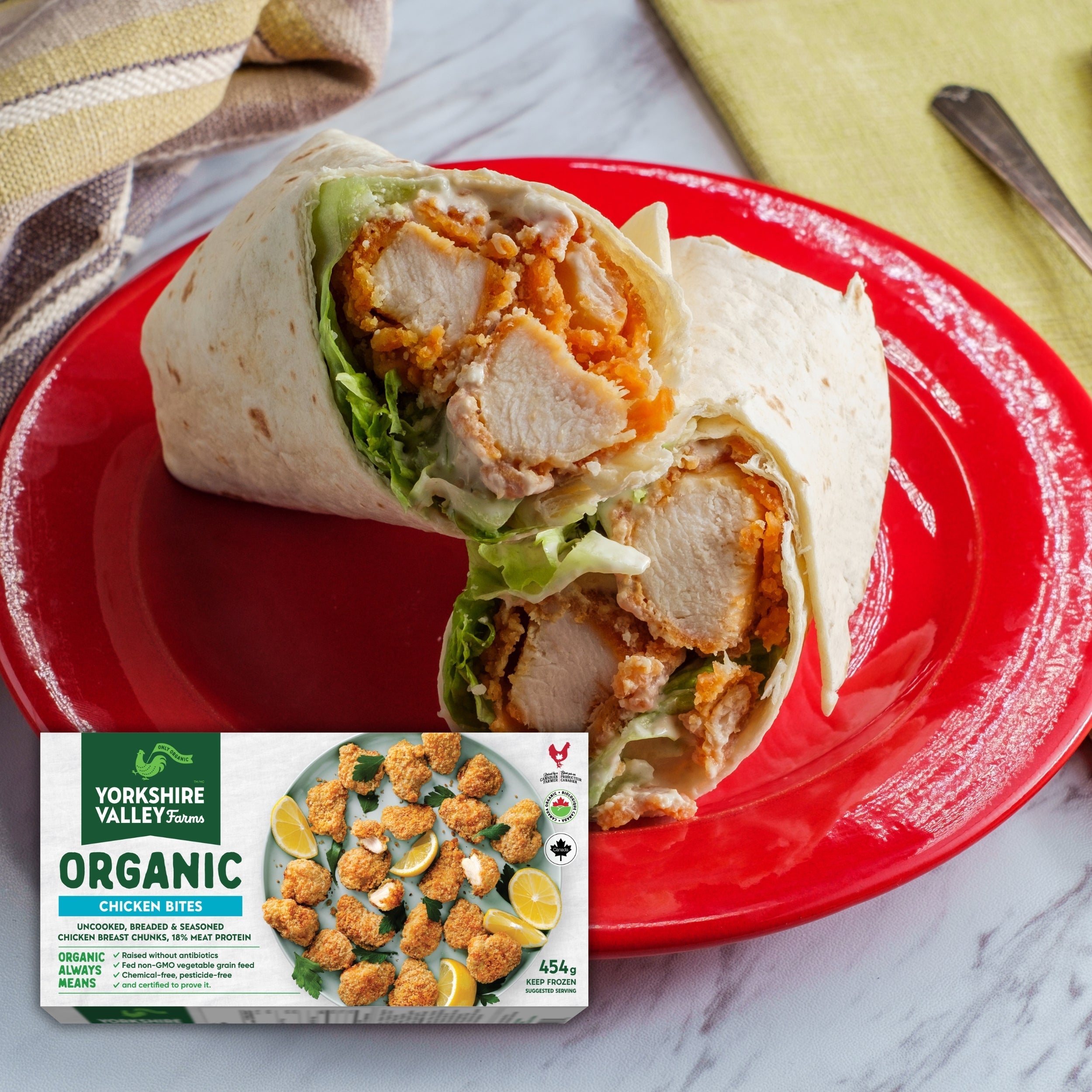 Crispy Organic Chicken Bite Caesar Wraps