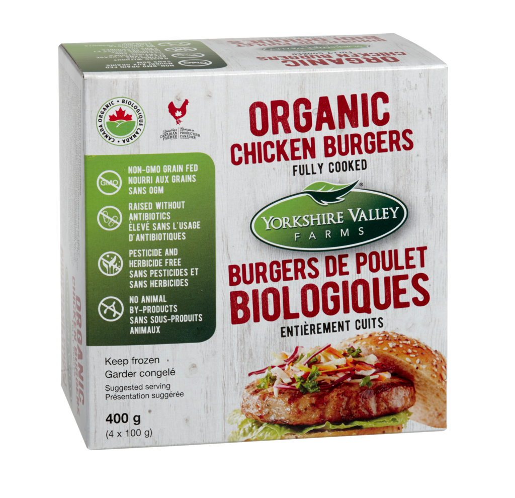 Organic, Fully Cooked Chicken Burgers