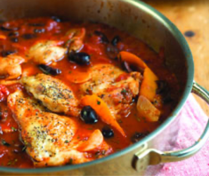 Chicken Thighs in Tomato and Olive Sauce