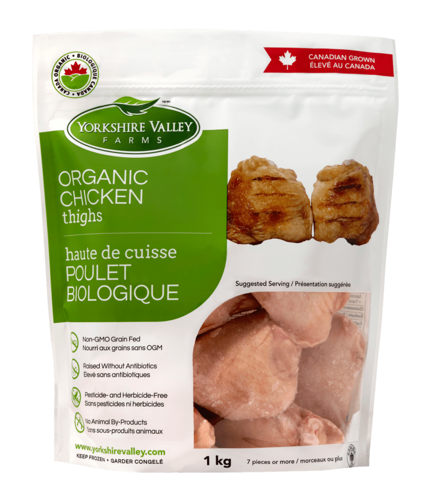 Organic Frozen Chicken Thighs, Bone In, Skin On